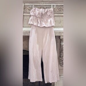 Ruffled Strapless Backless Capri Pantsuit Jumpsuit